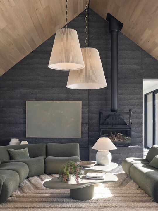 Beacon Lighting Amici 1-Light Pendant Light with Pleated Linen Shade Modern Ceiling Pendant