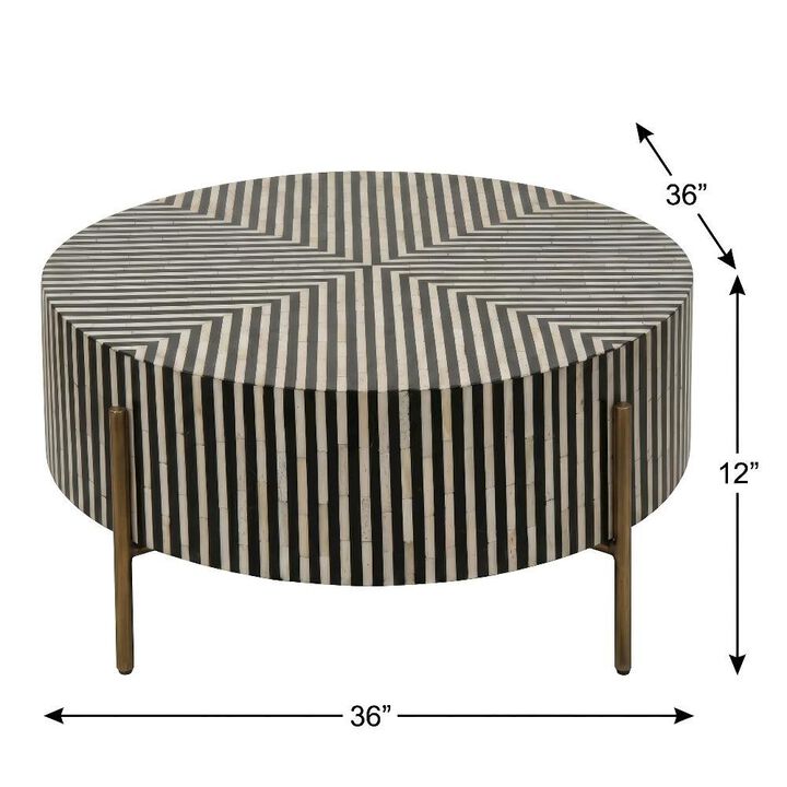 Starlight Canyon Home Multicolor Camel Bone Coffee Table with Iron Legs and Semi-Gloss Finish