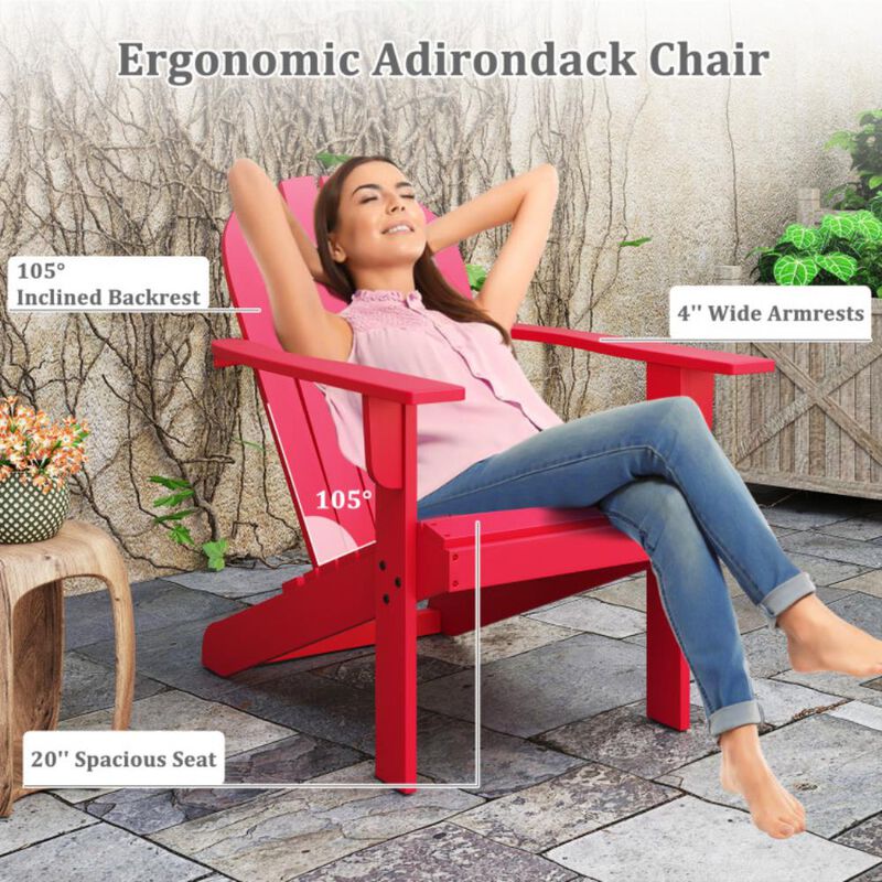 Hivvago Acacia Wood Lounge Patio Adirondack Chair with Inclined Seat