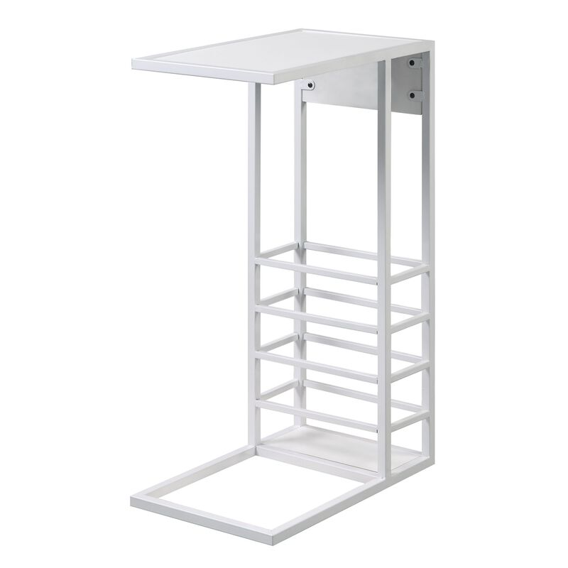 Loft Lyfe Billy White Base C-Table | Magazine Holder | USB Port & Wall Plug |