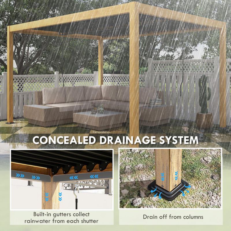 Hivvago 10x13 Outdoor Pergola with Adjustable Louvers image number 6