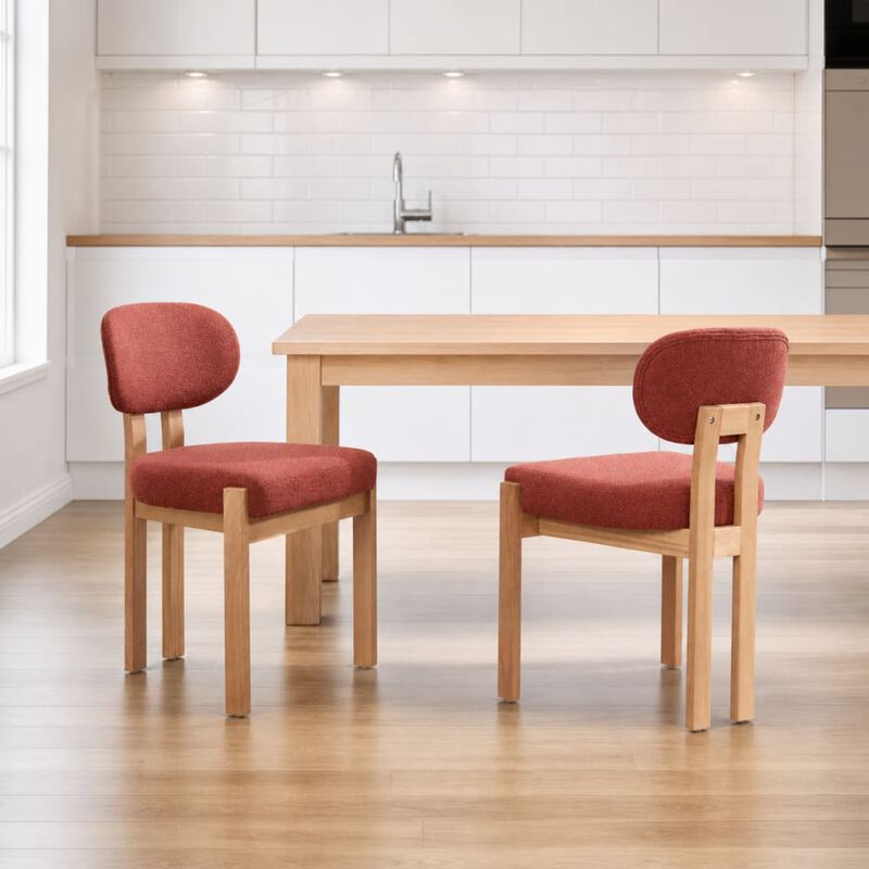 GOODSILO Mid-Century Modern Upholstered Wooden Dining Chairs Set of 2, Sturdy Space-Saving Seating for Kitchen and Dining Room Small Spaces image number 3