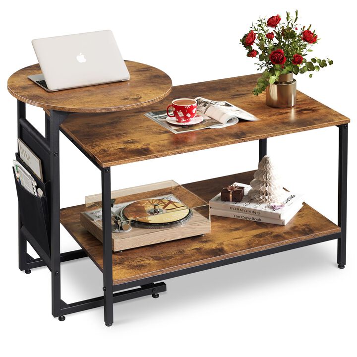 WLIVE Coffee Table, 31.3"" and 18.7"" Small Coffee Tables for Living Room, Modern Center Table and Side Table Set with Storage S