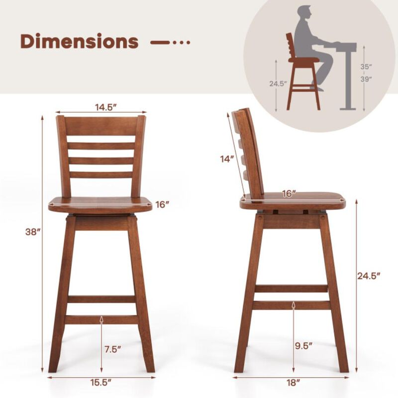Hivvago Counter Height Barstools Set of 2 with Footrest for Kitchen Island Bar