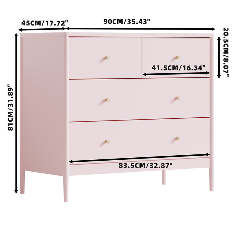 Blumon Pink 4-Drawer Kids Dresser image number 7