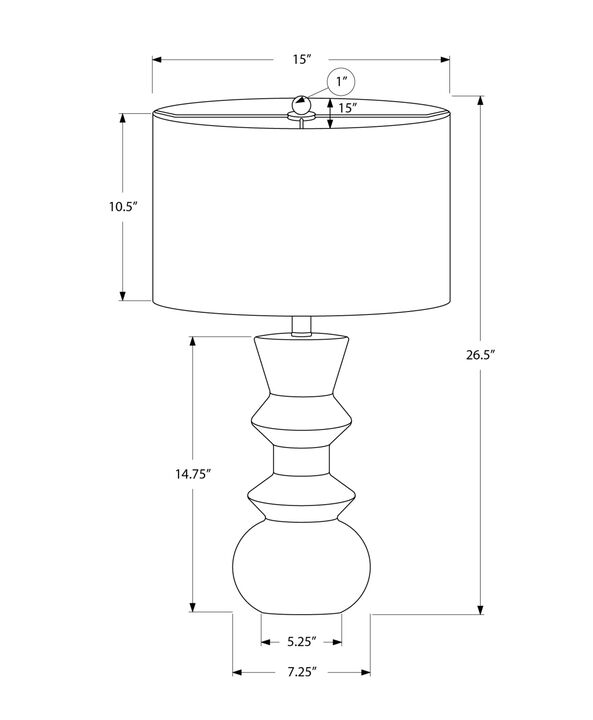 Monarch Specialties I 9763 Lighting, 26" H, Table Lamp, Black Ceramic, Ivory/Cream Shade, Contemporary