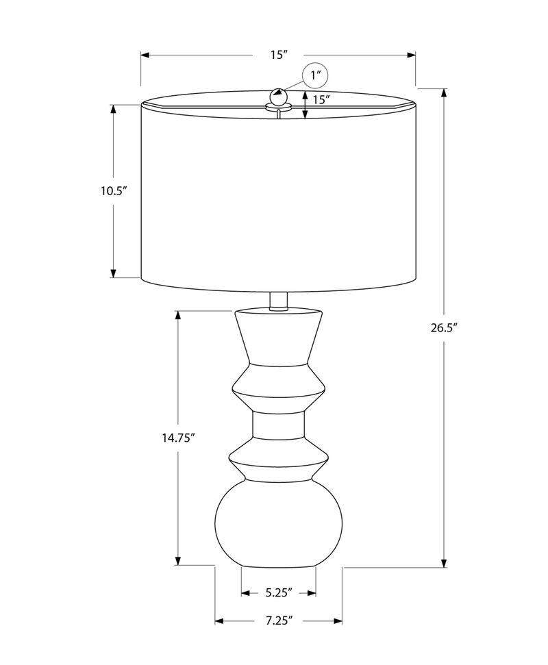 Monarch Specialties I 9763 Lighting, 26" H, Table Lamp, Black Ceramic, Ivory/Cream Shade, Contemporary image number 1