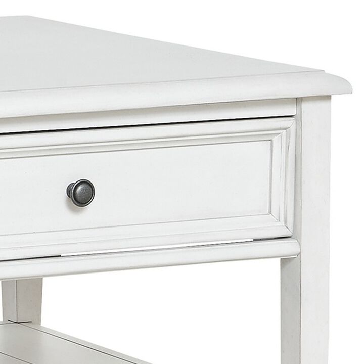 50 Inch Modern Rectangular Coffee Table with 2 Drawers in Classic White-Benzara