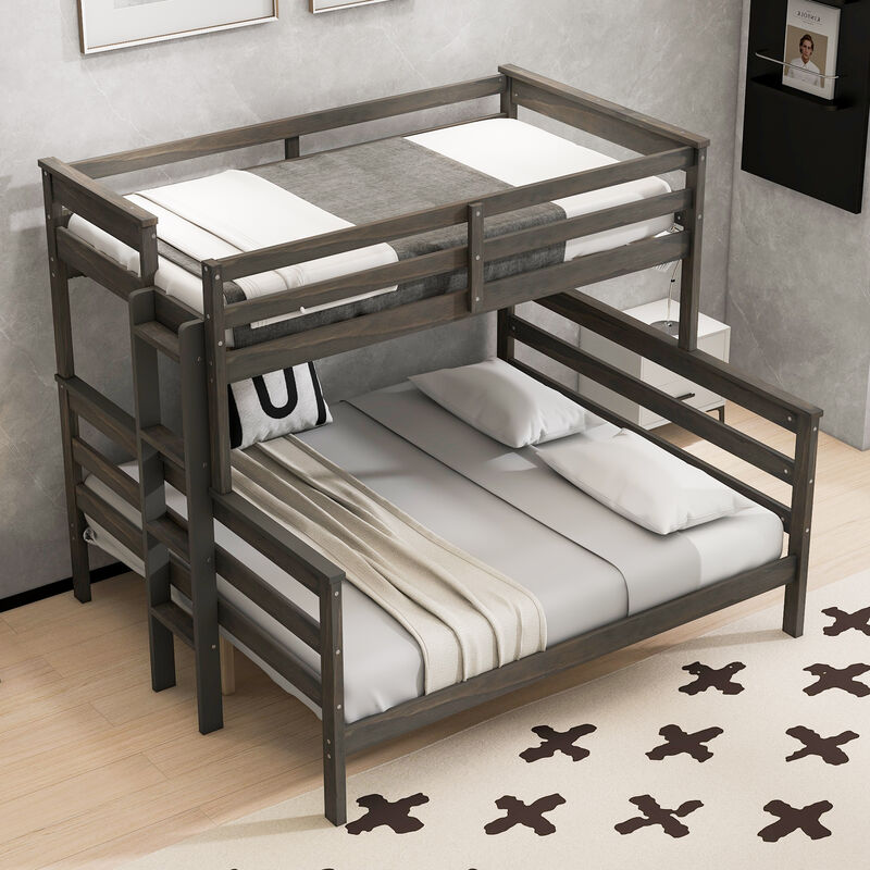 Merax Twin XL over Queen Solid Wood Bunk Bed with Ladder image number 4