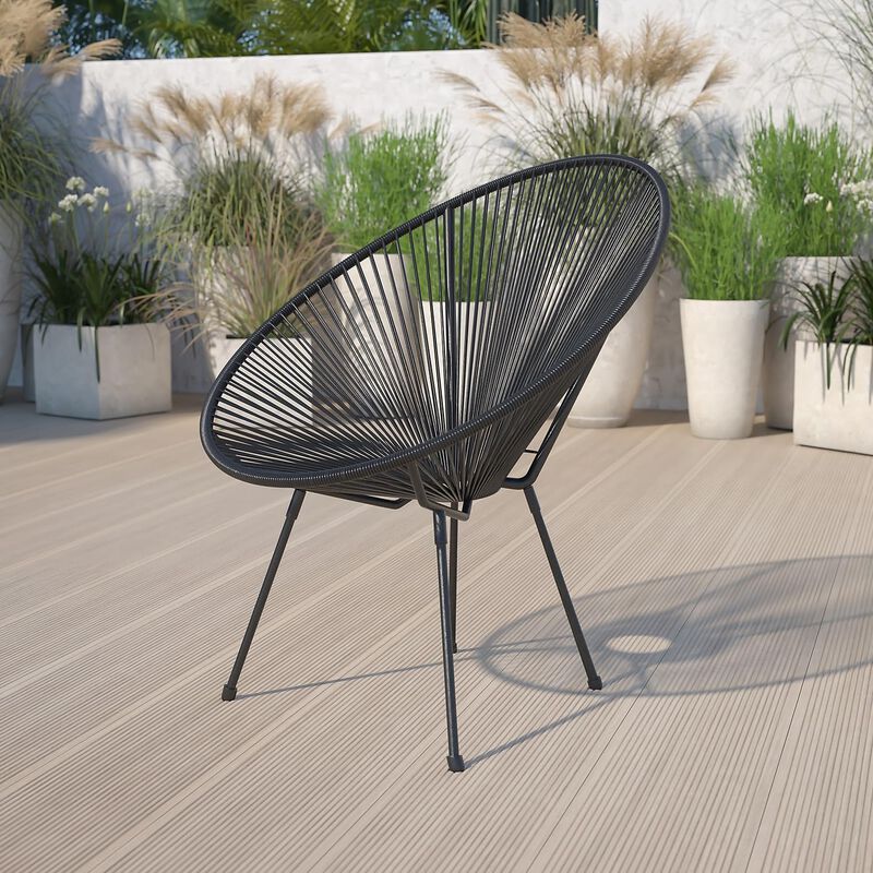 Flash Furniture Valencia Oval Comfort Series Take Ten Black Papasan Lounge Chair image number 1