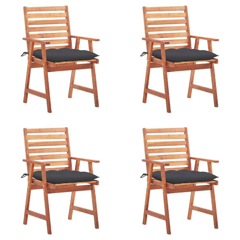 Outdoor Chair Set of 4 Anthracite cushion, Natural wood