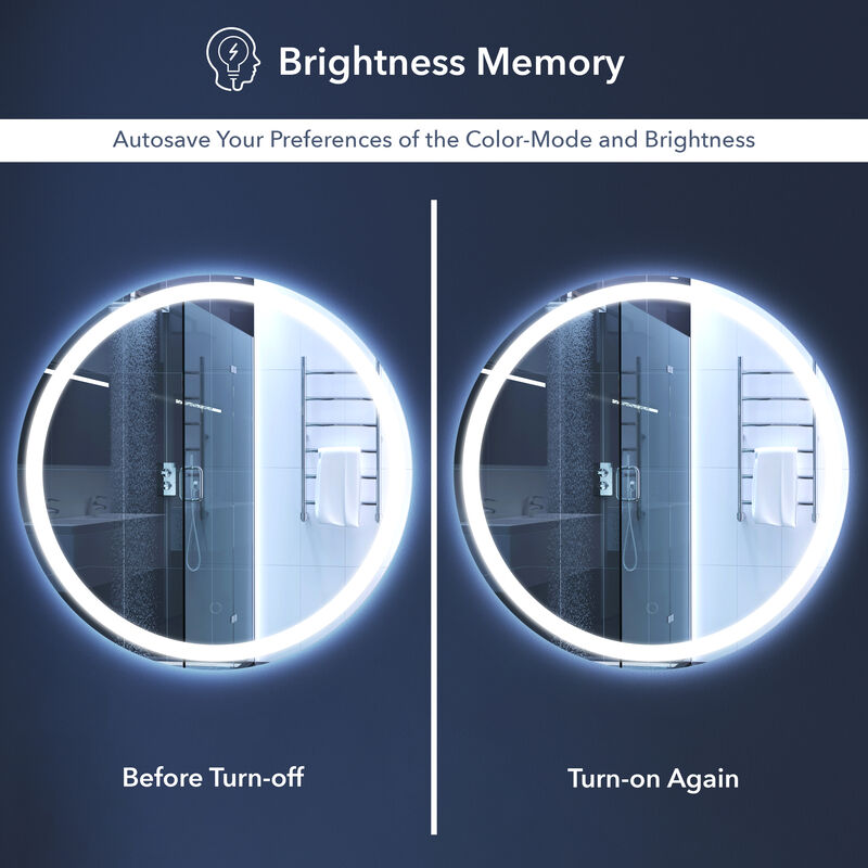 Dane Frameless Antifog Front/Back-Lit Wall Bathroom Vanity Mirror,Smart Touch