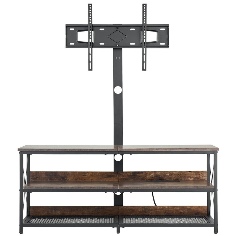 Entertainment Center with TV Mount for Up to 75 Inch TVs, 3-Tier Storage & Power Outlet-Brown image number 0