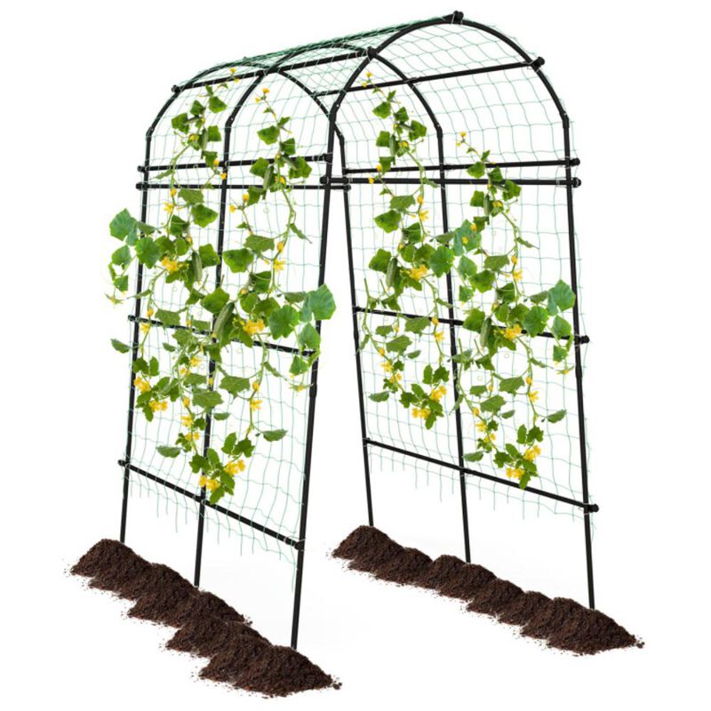 Hivvago 7.5 Feet Garden Arch Trellis with PE Coated Metal Structure