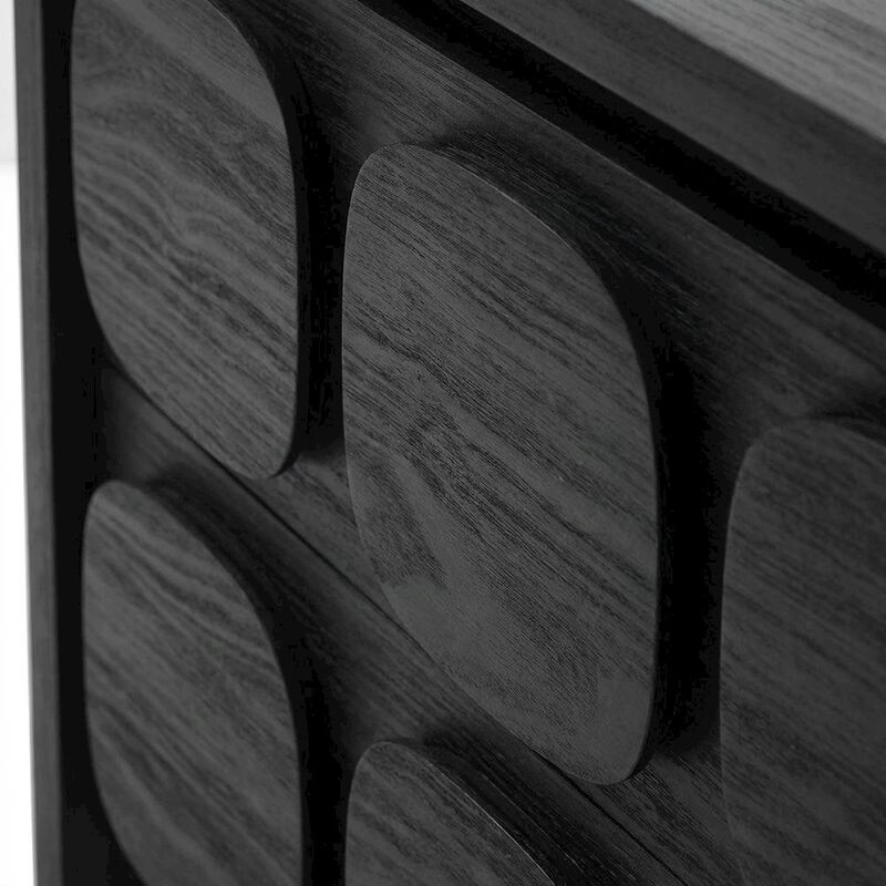 Gray Wood Nightstand with 2 Drawers and Modern Design image number 4