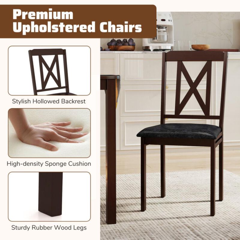 Hivvago 5-Piece Dining Table Set with Wide Tabletop and Rubber Wood Legs