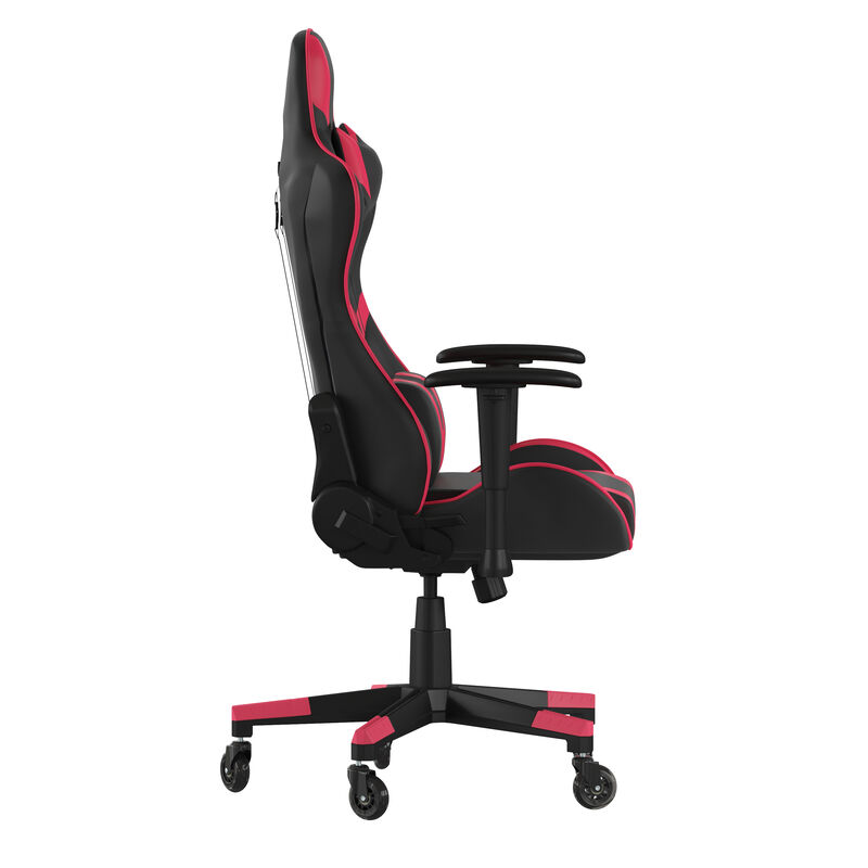 X20 Gaming Chair Racing Office Computer PC Adjustable Chair with Reclining Back and Transparent Roller Wheels in   LeatherSoft