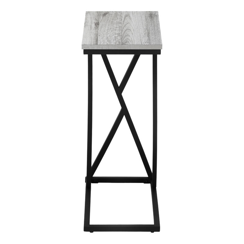 Monarch Specialties I 3248 Accent Table, C-shaped, End, Side, Snack, Living Room, Bedroom, Metal, Laminate, Grey, Black, Contemporary, Modern