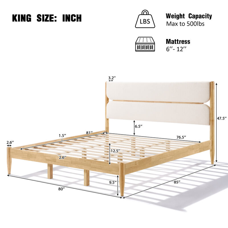 Christopher Knight Home Garrick Modern Rubberwood Fleece Upholstered Bed image number 2