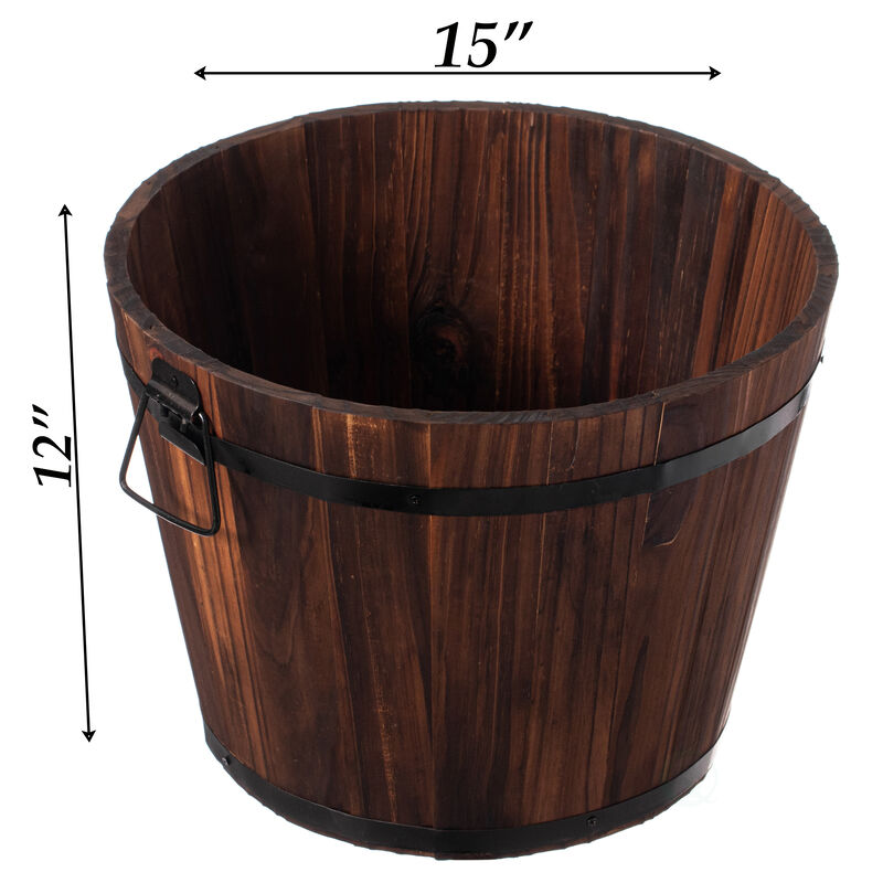 Wooden Whiskey Barrel Planters, Medium