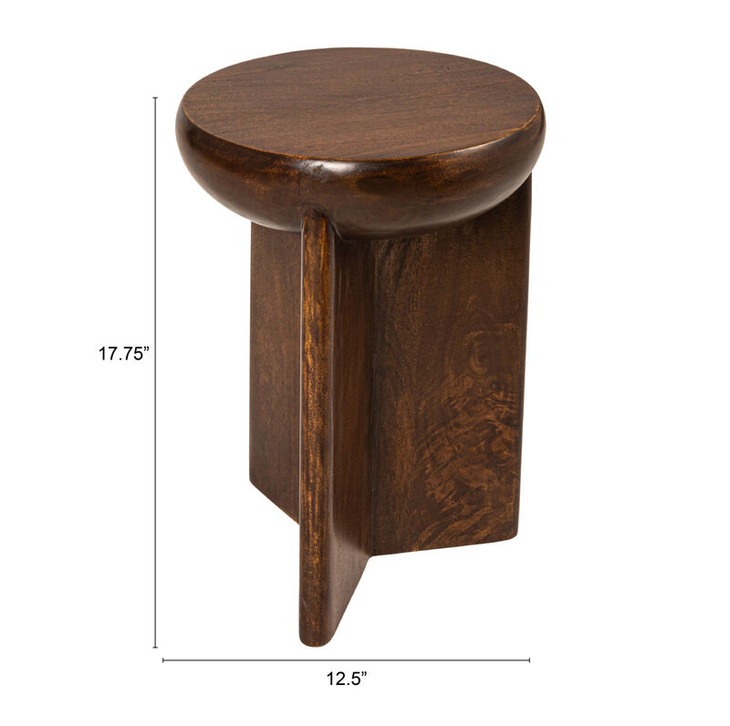 Semi-Sphere Mango Wood Accent Table with Solid Legs, Walnut Finish image number 2