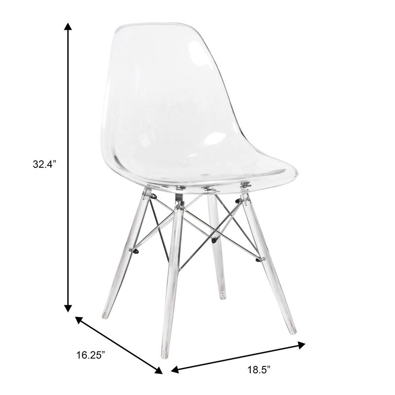 LeisureMod Dover Molded Side Chair with Acrylic Base