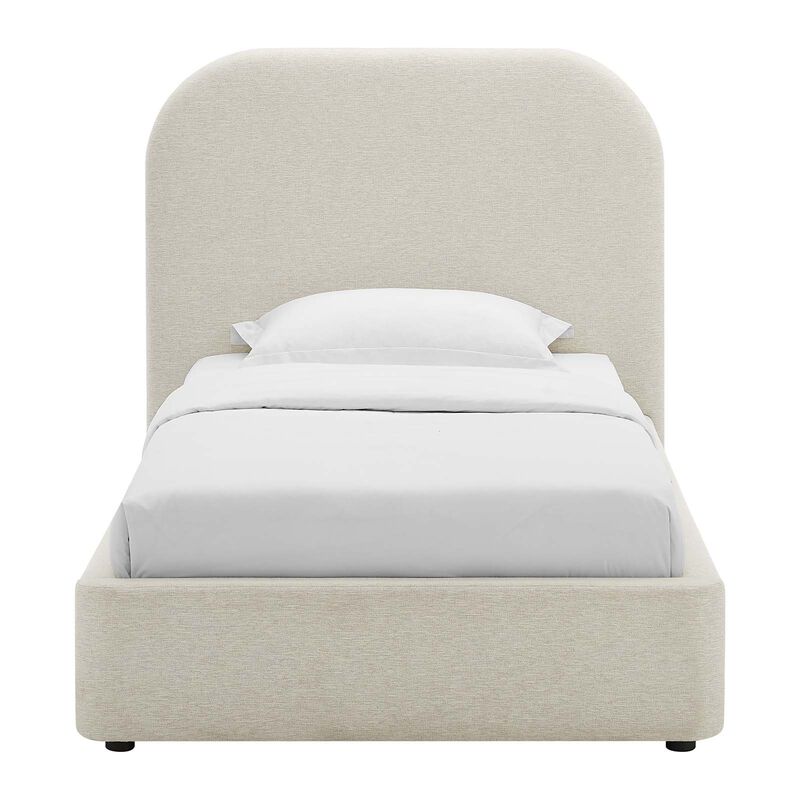 Keynote Upholstered Fabric Curved Twin Platform Bed image number 3