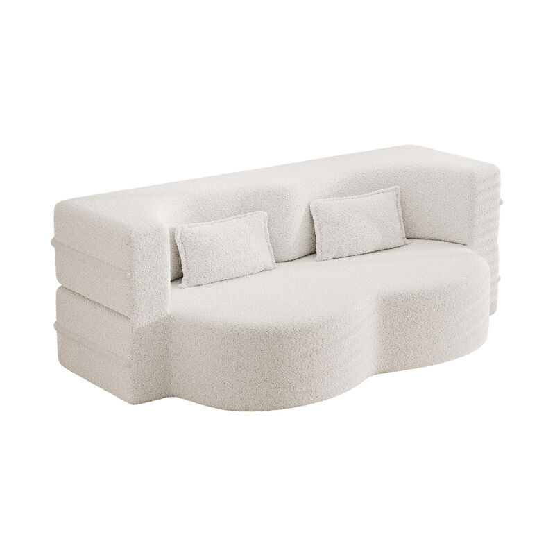 Merax Modern Floor Sofa with 2 Pillows
