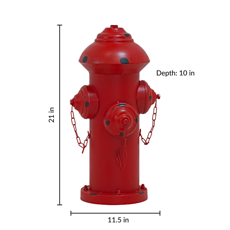 Sunnydaze Fire Hydrant Metal Outdoor Statue - 21 in
