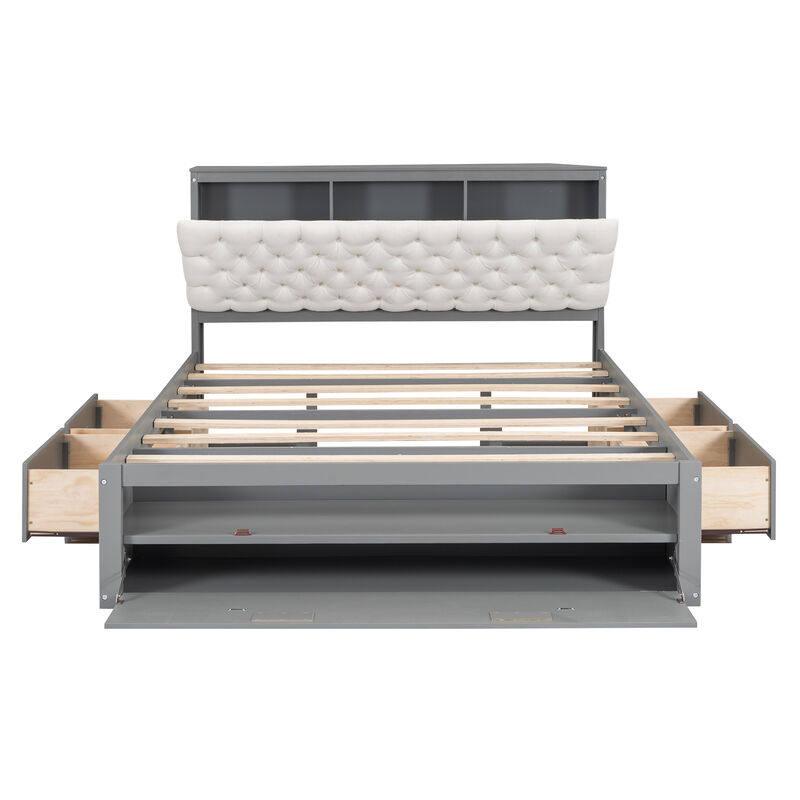 Merax Platform Bed with Storage Headboard