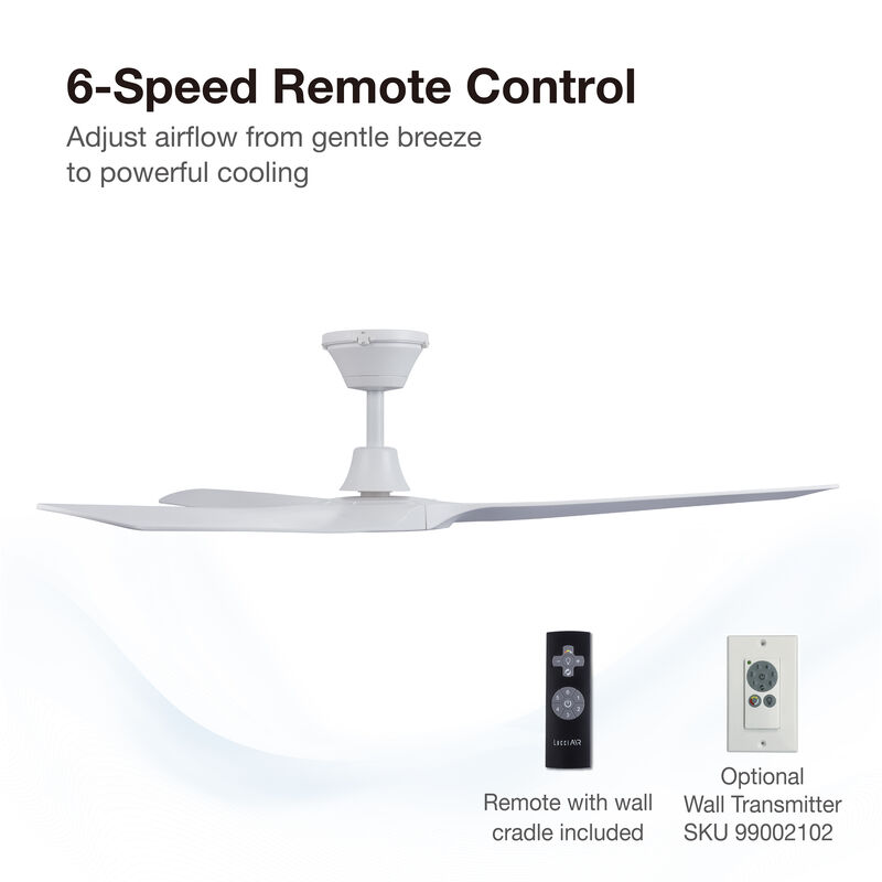 Lucci Air Abyss 56" Outdoor Ceiling Fan with Remote, IP66 Wet Rated Modern White Ceiling Fan with Remote Control, Energy Efficient DC Motor image number 3