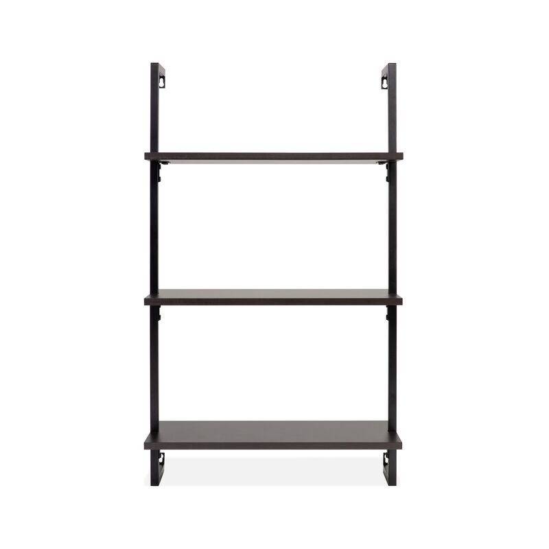 Madera  Industrial 3-Shelf Wood Wall-Mounted Open Ladder Bookcase