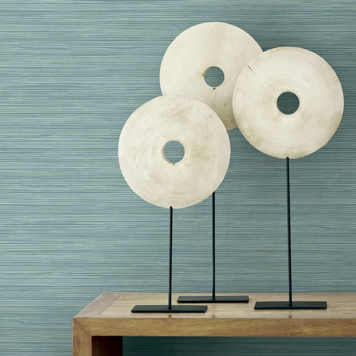 Bondi Teal Grasscloth Texture Wallpaper