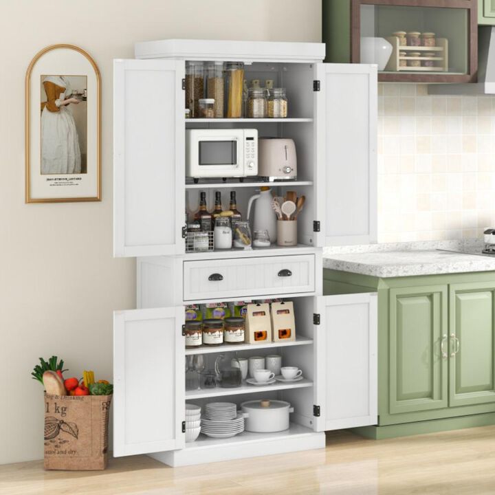 Hivvago Kitchen Pantry Storage Cabinet with Doors Drawer and Adjustable Shelves