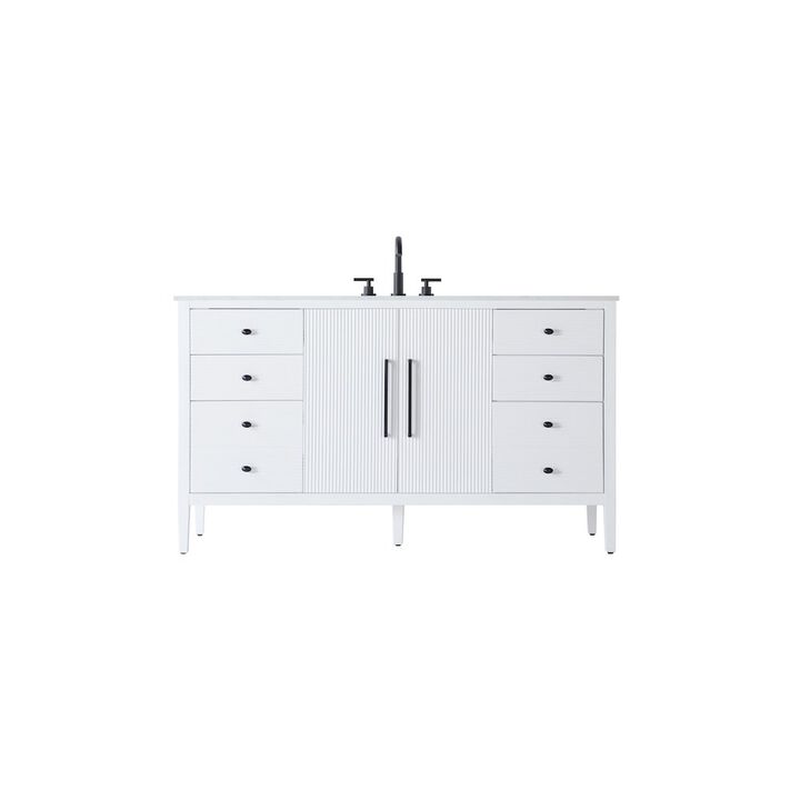 Elegant Kitchen and Bath 60 inch Single Bathroom Vanity in White