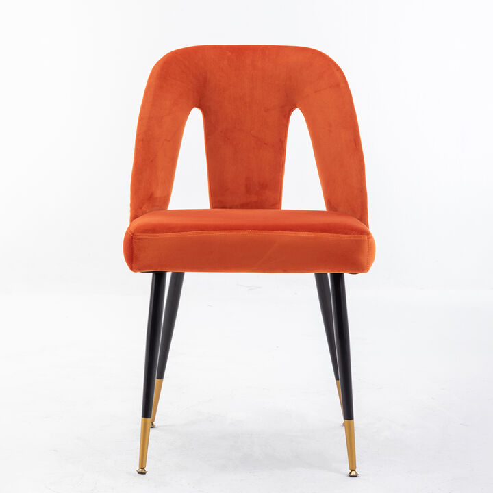 Streamdale Contemporary Velvet Dining Chairs, Orange, Set of 2
