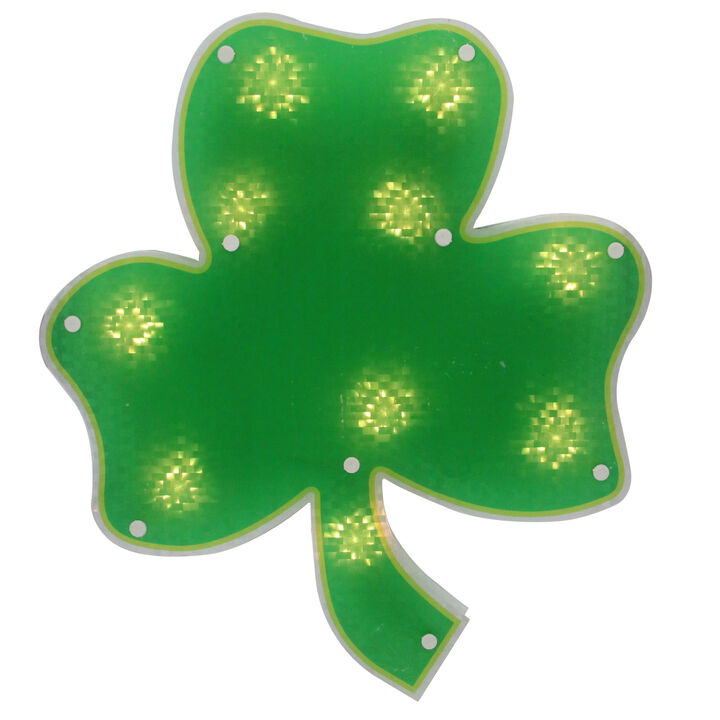 Lighted Shamrock St.Patrick's Day Window Silhouette - 14" - Clear Lights