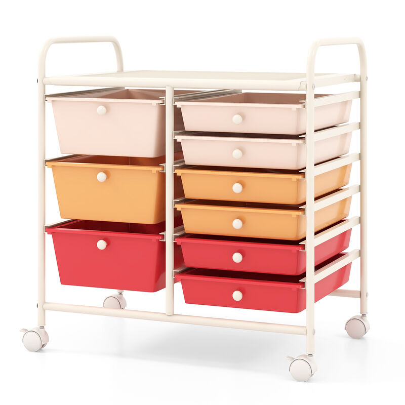 9-Drawer Rolling Organizer Cart &ndash; Multi-Color Storage with Metal Frame
