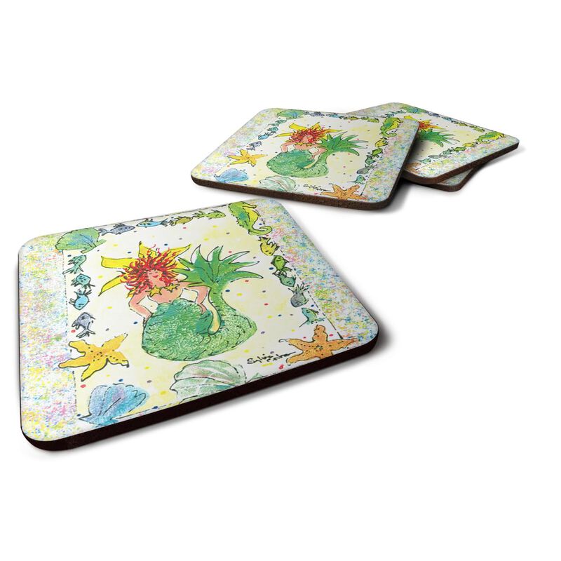 Caroline's Treasures 8081FC Mermaid Foam Coasters (Set of 4), 3.5 H x 3.5 W, Multicolor image number 0