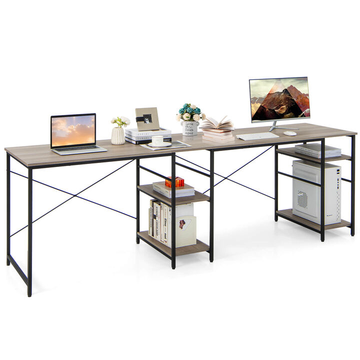 L Shaped Computer Desk with 4 Storage Shelves and Cable Holes