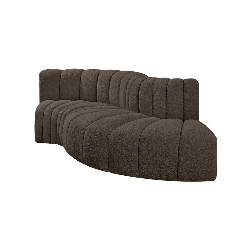 Meridian Furniture Arc Brown Boucle Fabric Modular Sofa
