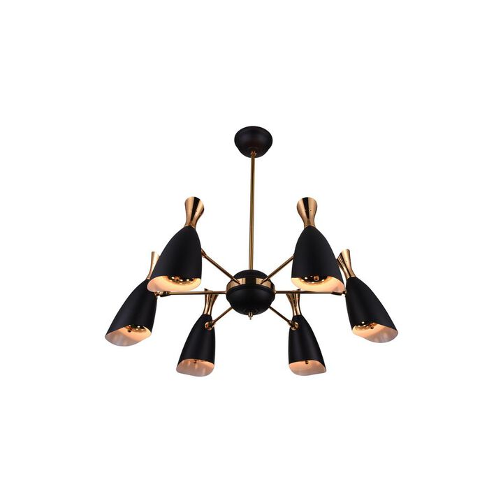 CWI Lighting Rolin 12 Light Down Chandelier With Matte Black & Satin Gold Finish