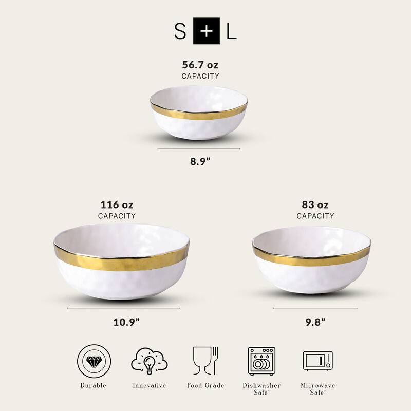 Stone Lain Florian Porcelain Serving Bowl Set 3 Piece