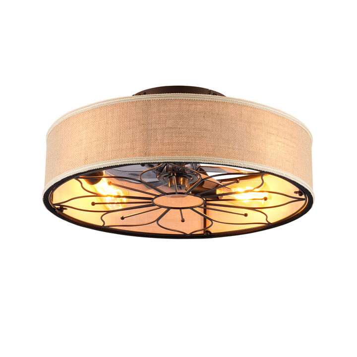 ELEMENT ACE 20 Inch Lotus Design Fabric Bladeless Ceiling Fan With Remote Control Reversible Rotation 6 Speed Settings Quiet Operation Ideal For Living Room Bedroom Kitchen Dining Room Hallway