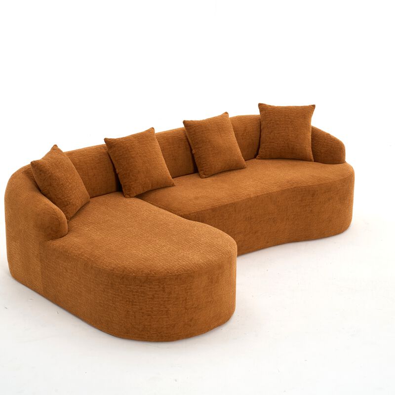 Whisen L-Shape Sectional Sofa with Curved Chaise, Minimalist Modular Couches Sleeper for Living Room Bedroom Apartment Lounge image number 0