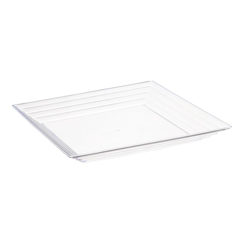 12" x 12" Clear Square with Groove Rim Plastic Serving Trays (24 Trays) image number 0