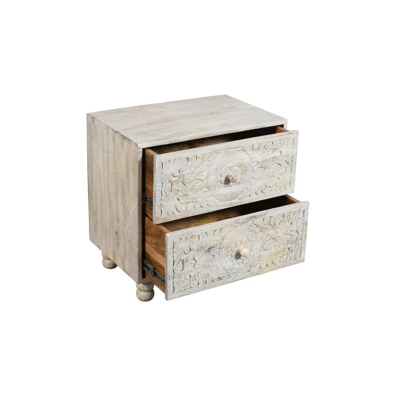 Cory 2-Drawer Nightstand in Distressed White