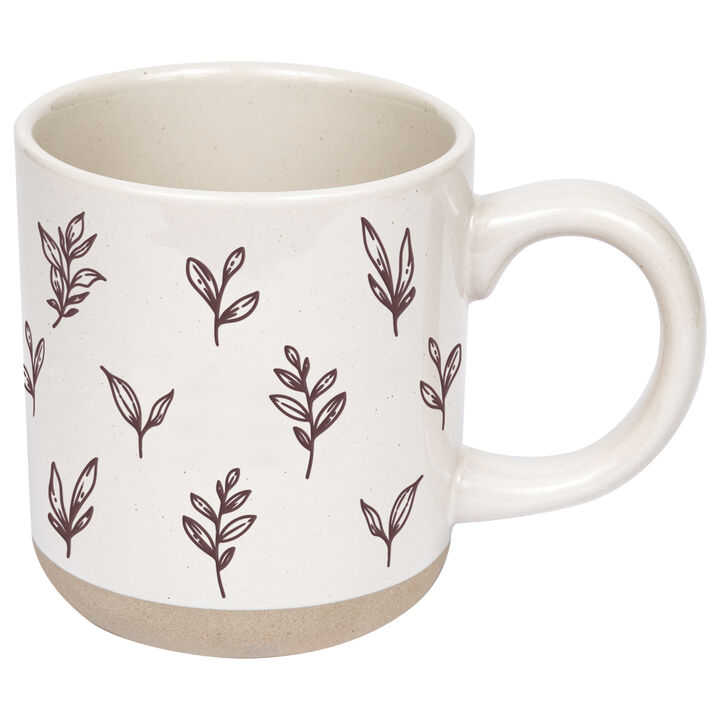 Brown Leaves 14 oz Stoneware Coffee Mug