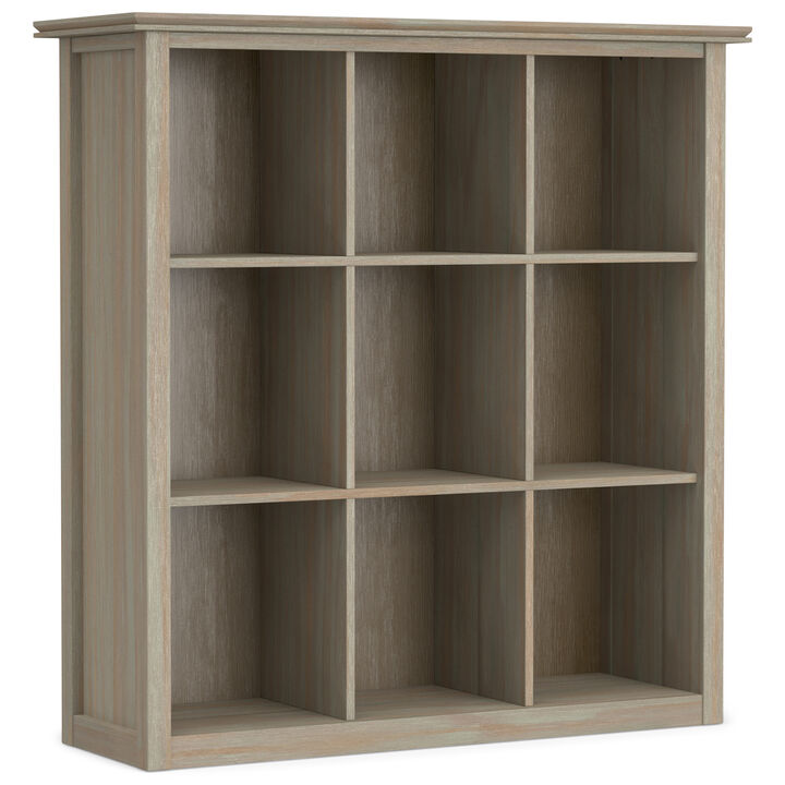 Artisan SOLID WOOD 45 inch x 43 inch Transitional 9 Cube Bookcase and Storage Unit in Distressed Grey