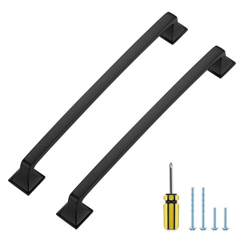 5 Pack Kitchen Cabinet Handles 7-1/2 Inch Hole Center Black Cabinet Pulls Solid Drawer Pulls for Kitchen Cabinet Door Handles Ma